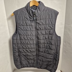 Chaps Men’s Quilted Puffer Vest Medium Black Full Zip Lightweight Insulated